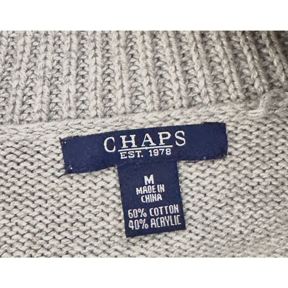 Ralph Lauren Chaps Gray Shawl Collar Single Button Cardigan Medium Preppy - Picture 5 of 5